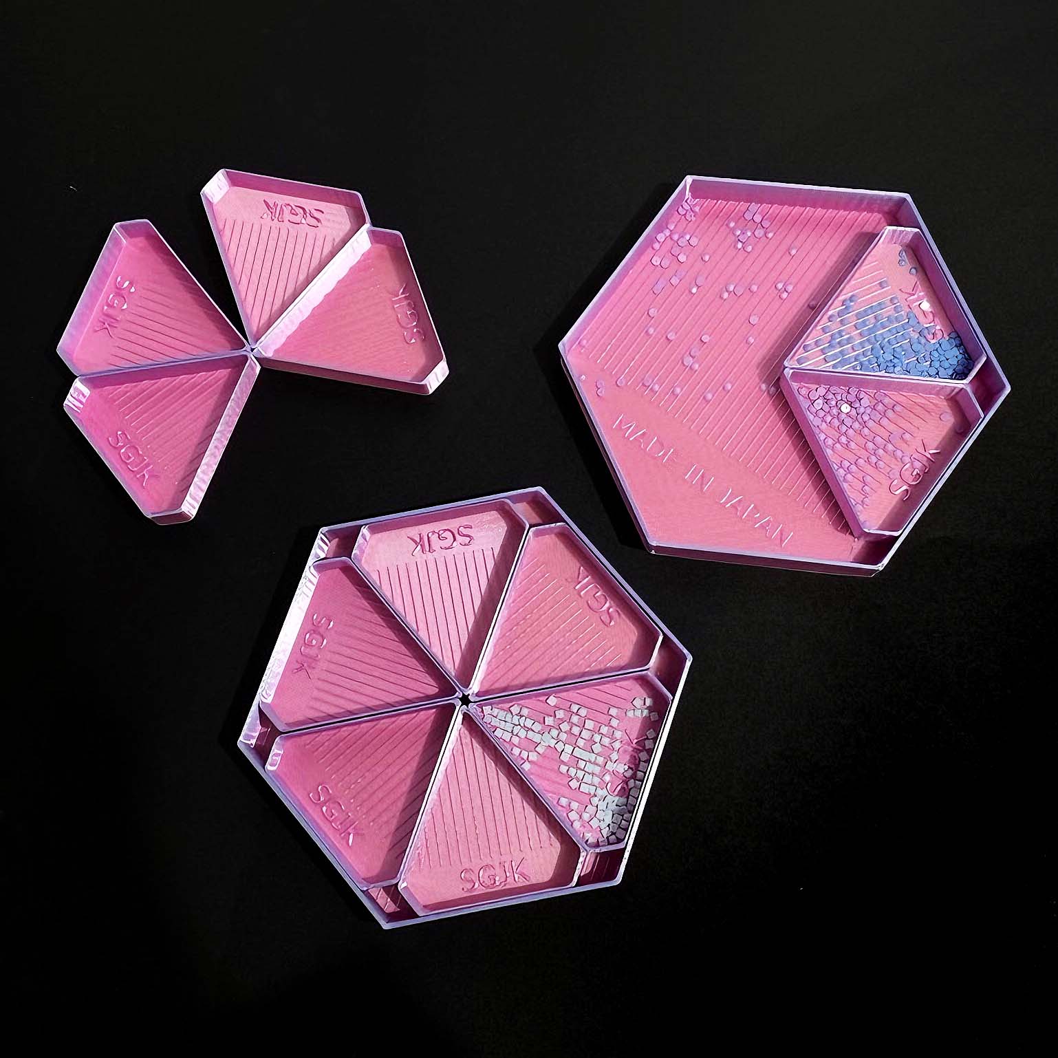 手芸時間オリジナル 六角ビーズトレーセット パープルピンクレインボー