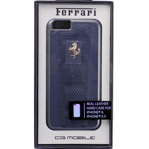 フェラーリ iPhone6/6s 458 レザー ドット ハードケース ゴールド PH /ブルー FE458PGHCP6BL
