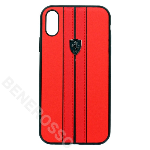 フェラーリ iPhone XR PUレザーハードケース OFF TRACK LOGO レッド FEURHCI61REB 