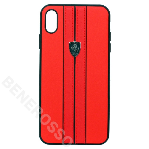 フェラーリ iPhone XS Max PUレザーハードケース OFF TRACK LOGO レッド FEURHCI65REB 