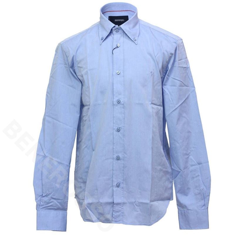 フェラーリ メンズ プランシングホース コットン シャツ アズールブルー