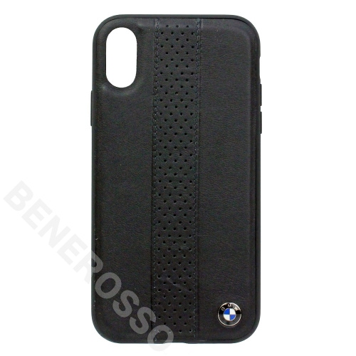 BMW iPhone XR パーフォレーテッド レザー ストライプ ハードケース ブラック BMHCI61PLCBK 