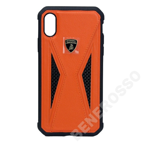 ランボルギーニ iPhoneX /XS レザー カーボン ハードケース アヴェンタドール D8 オレンジ LB-TPUPCIPX-AV/D8-OE 
