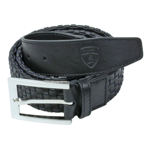 ランボルギーニ メンズ バスケットウェーブ レザー ベルト ブラック 9011108LLB000