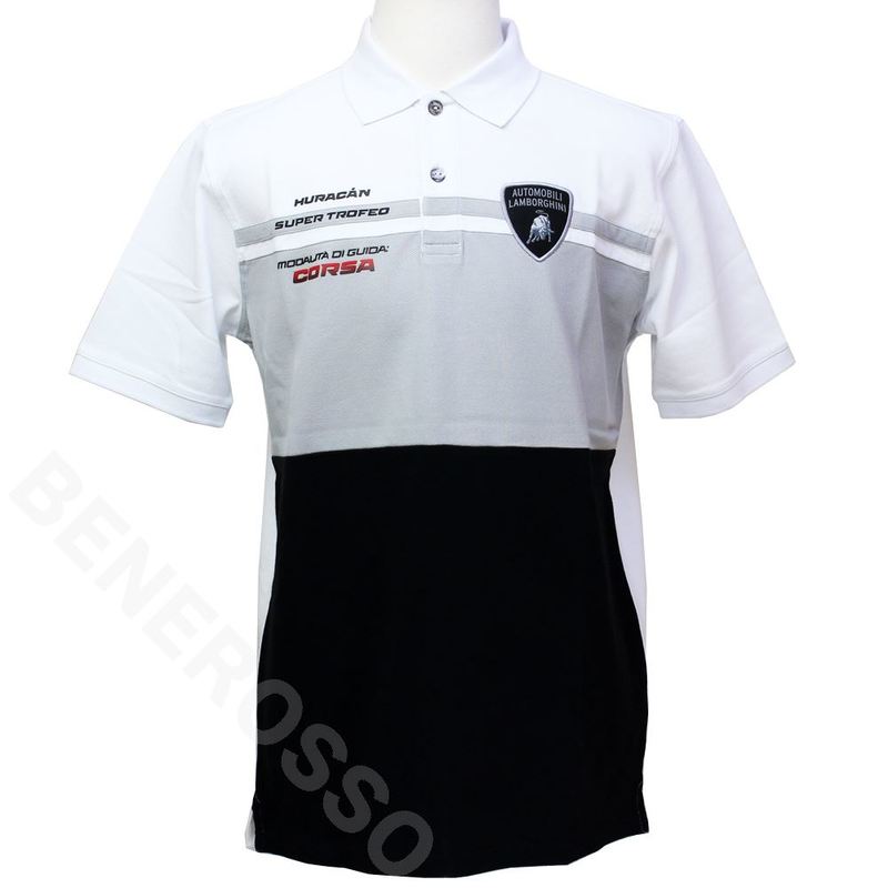 ランボルギーニ メンズ Huracan Super Trofeo ポロ ブラック/スチール/ホワイト 9011552CCW071 