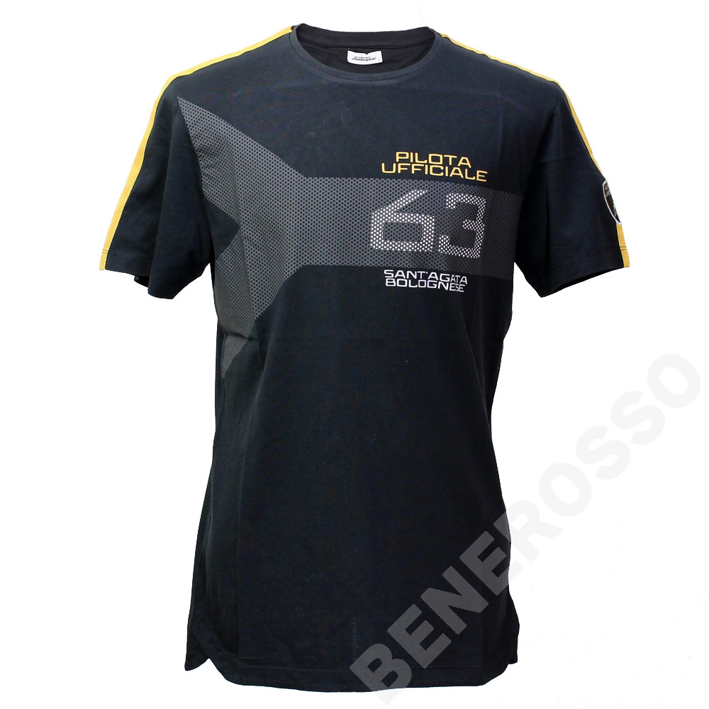 ランボルギーニ メンズ 63 Pilota Ufficiale Tシャツ ブラック9012046CCB000 