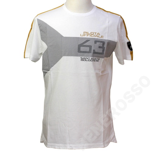 ランボルギーニ メンズ 63 Pilota Ufficiale Tシャツ WH ホワイト 9012046CCW017