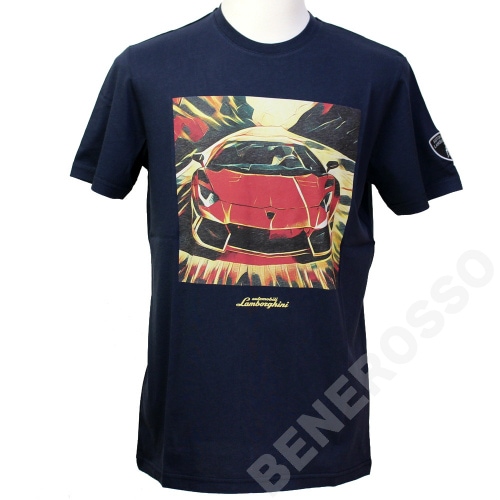 ランボルギーニ メンズ アヴェンタドール プリント Tシャツ ダークネイビー 9012086CCU001