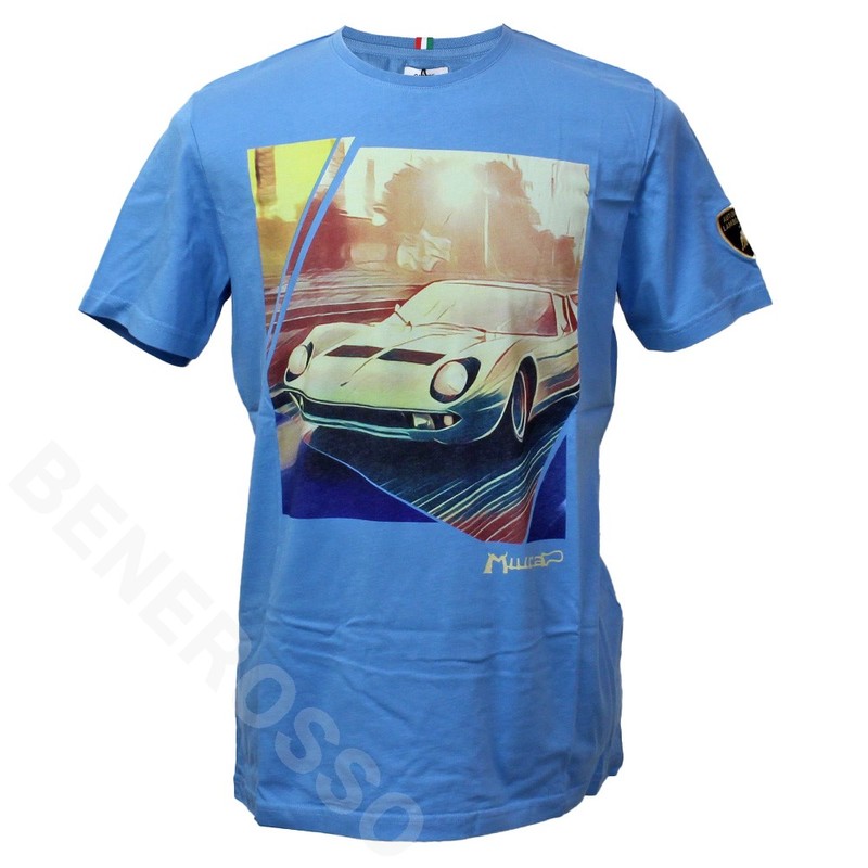 ランボルギーニ メンズ アーティスティック Miura プリント Tee ライトブルー(Heaven Blue)9012237CCU200