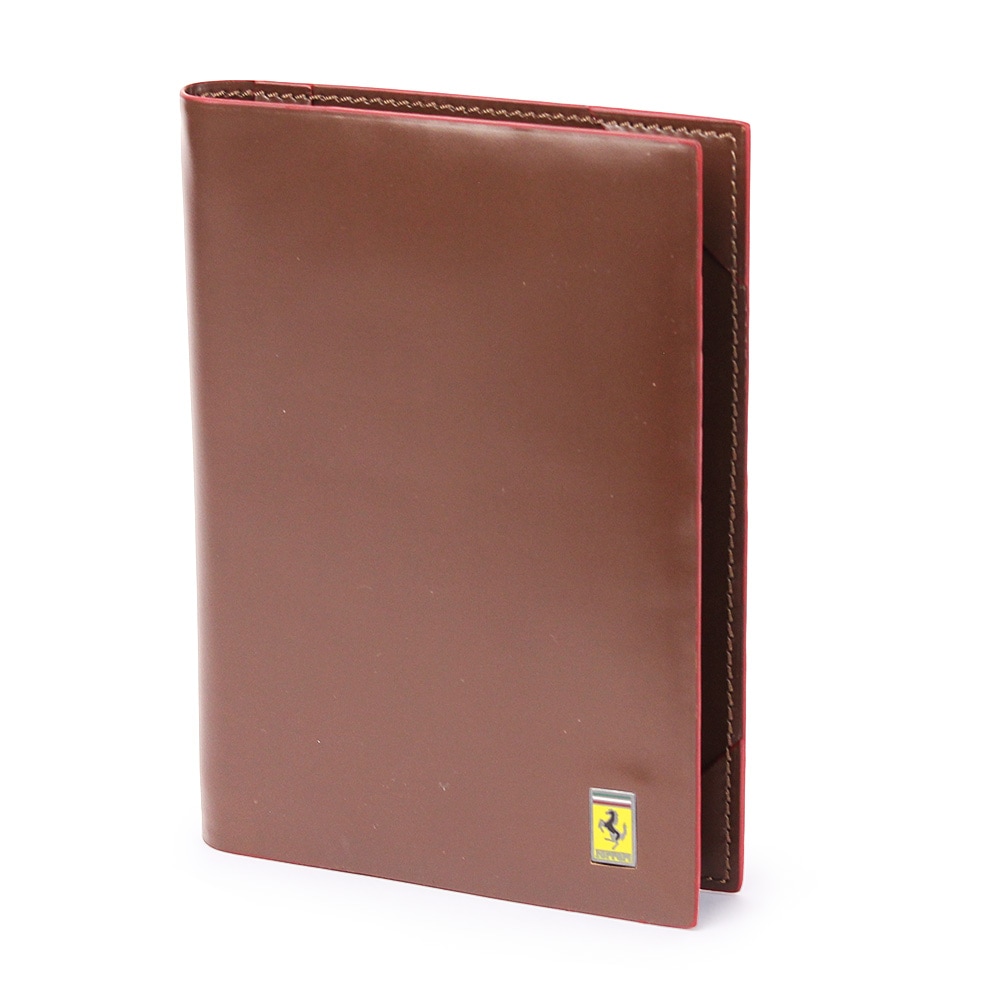フェラーリ レザー トレードマーク パスポート ホルダー ブラウン