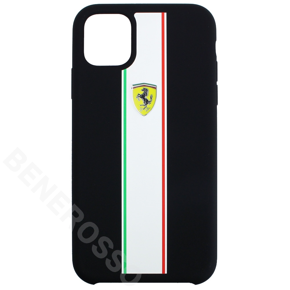 フェラーリ iPhone 11 ON TRACK & ストライプ シリコンケース ブラック FESPIHCN61BK