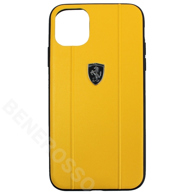【アウトレット】フェラーリ iPhone11 OFF TRACK メタルロゴ レザー ハードケース イエロー FEO3DMHCN61YE【返品・交換対象外】