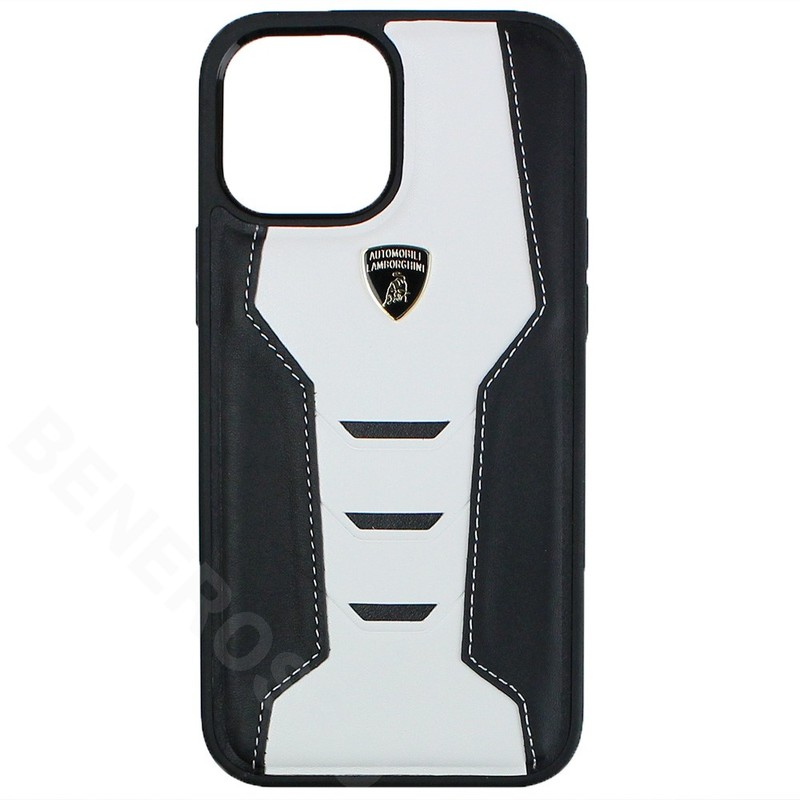 ランボルギーニ iPhone12 Pro Max レザー バックカバー ウラカン D16 ホワイト LB-TPUPCIP12PM-HU/D16-WE 