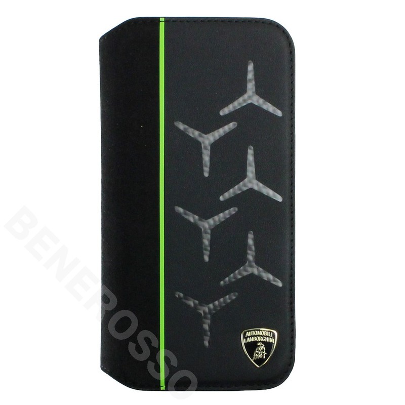 ランボルギーニ iPhone13 レザー ブックタイプケース アヴェンタドール D12 グリーン LB-TPUFCIP13-AV/D12-GN