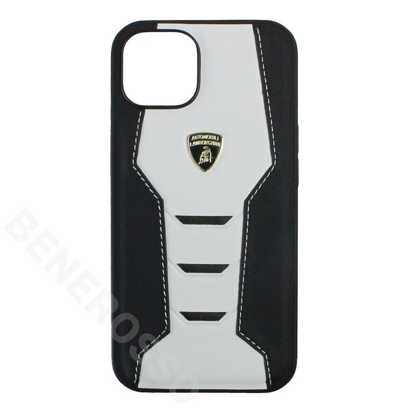 ランボルギーニ iPhone13Pro レザー バックカバー ウラカン D16 ホワイト LB-TPUPCIP13P-HU/D16-WE