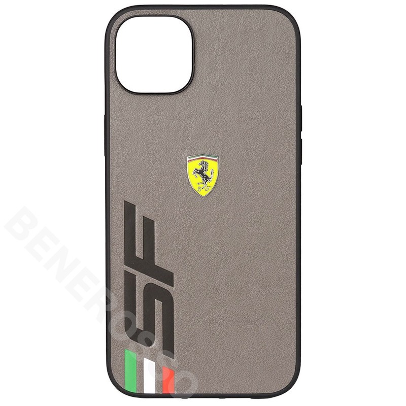 フェラーリ iPhone14plus PUレザー バックカバー SF グレー  FEHCP14MPSFG