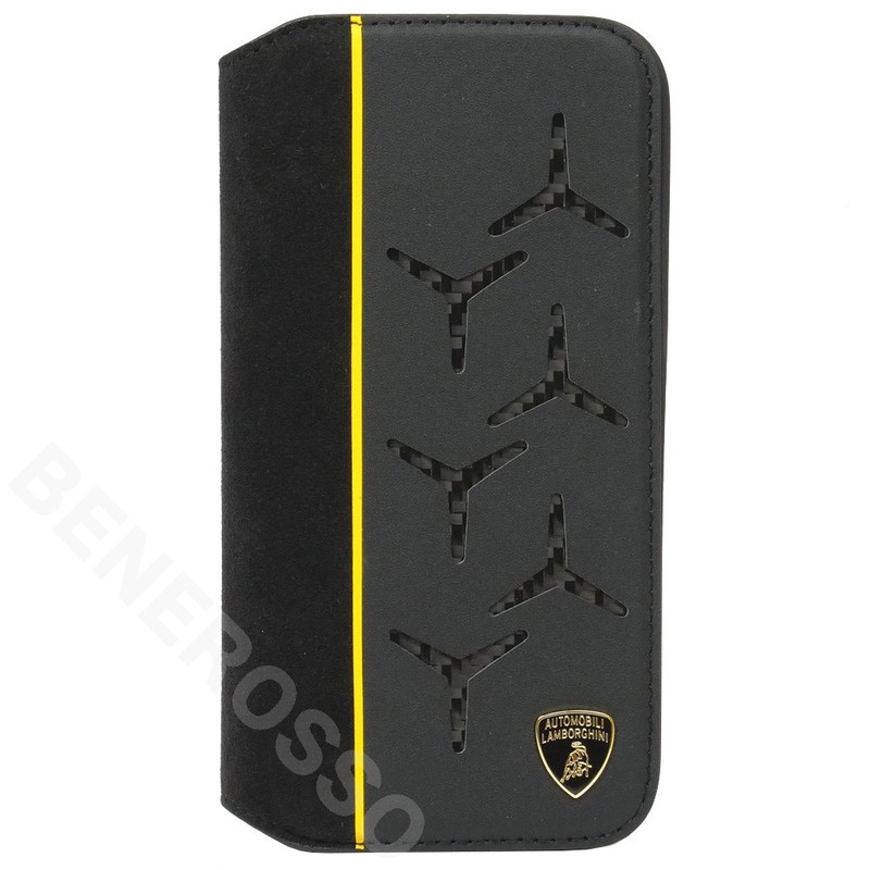 ランボルギーニ iPhone14Pro レザー ブックタイプケース アヴェンタドール D12 イエロー LB-TPUFCIP14P-AV/D12-YW