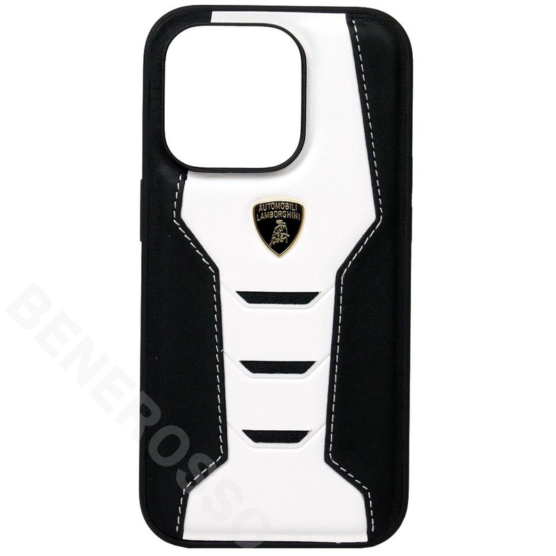ランボルギーニ iPhone14Pro レザー バックカバー ウラカン D16 ホワイト LB-TPUPCIP14P-HU/D16-WE