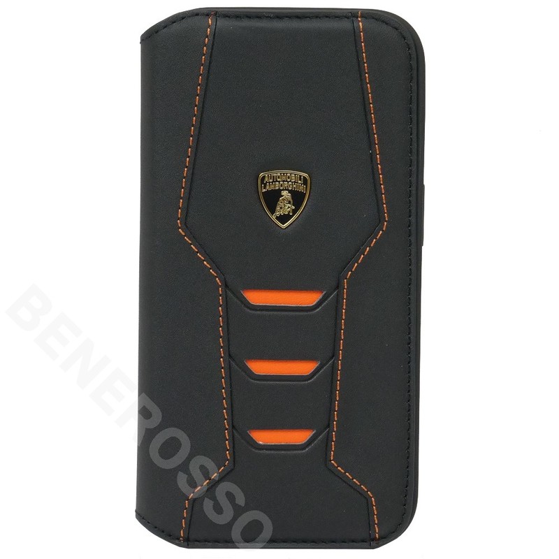 ランボルギーニ iPhone14Pro レザー ブックタイプケース ウラカン D16 オレンジ LB-TPUFCIP14P-HU/D16-OE