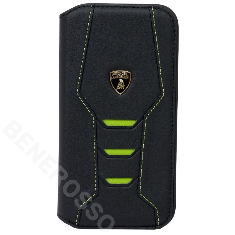 ランボルギーニ iPhone14Pro レザー ブックタイプケース ウラカン D16 グリーン LB-TPUFCIP14P-HU/D16-GN