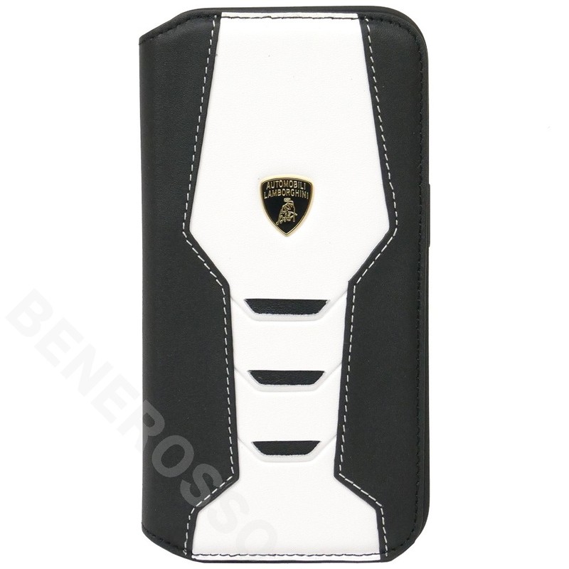 ランボルギーニ iPhone14Pro レザー ブックタイプケース ウラカン D16 ホワイト LB-TPUFCIP14P-HU/D16-WE