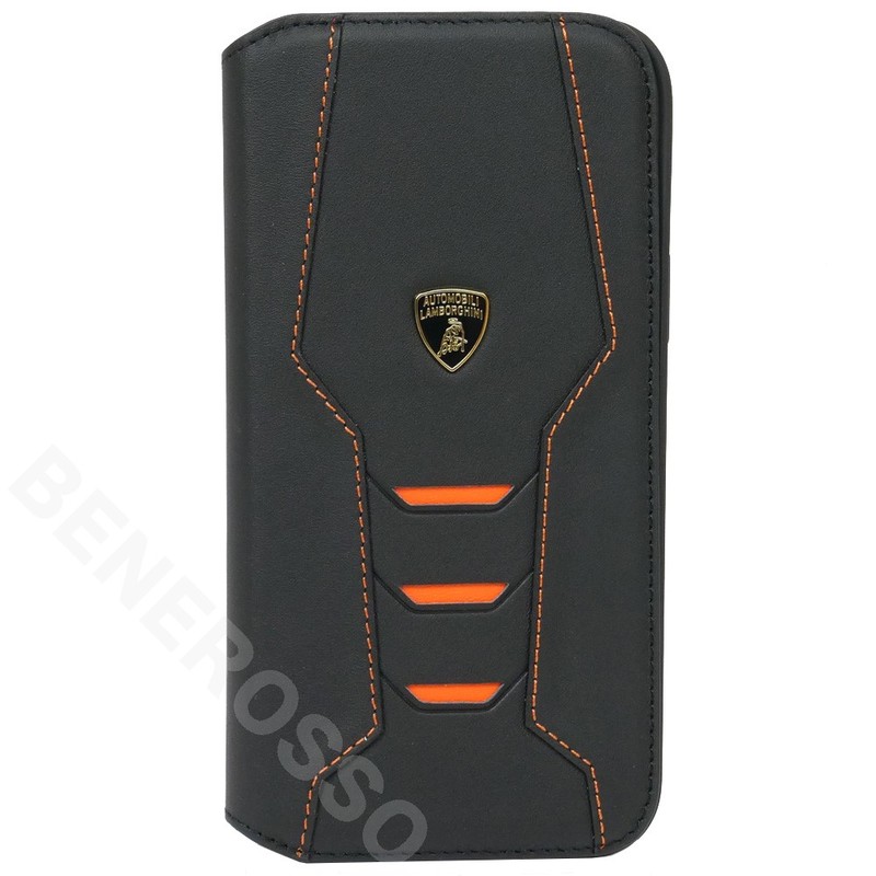 ランボルギーニ iPhone14Plus レザー ブックタイプケース ウラカン D16 オレンジ LB-TPUFCIP14M-HU/D16-OE