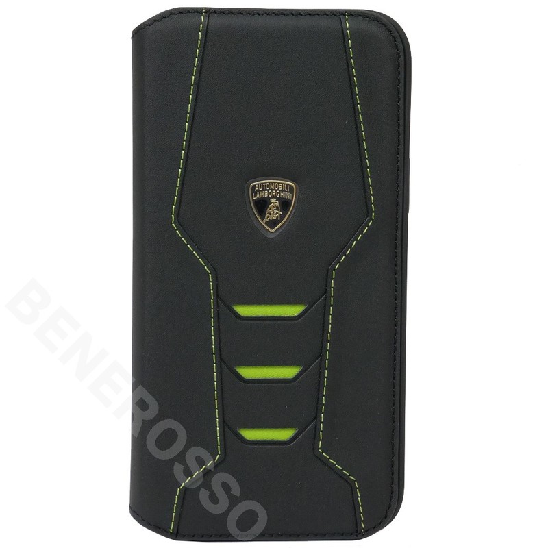 ランボルギーニ iPhone14Plus レザー ブックタイプケース ウラカン D16 グリーン LB-TPUFCIP14M-HU/D16-GN