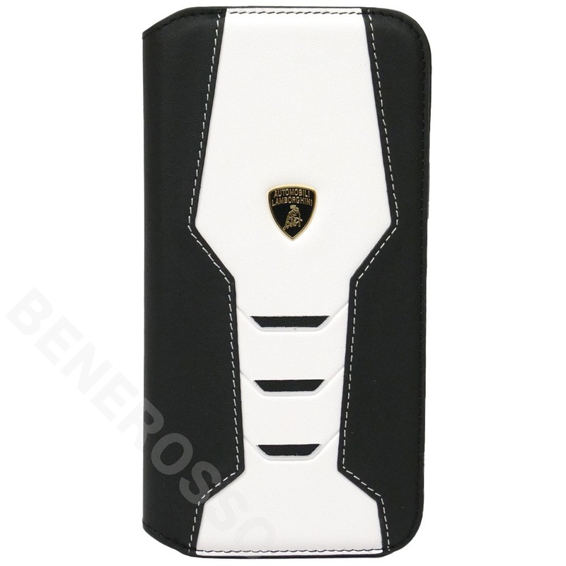 ランボルギーニ iPhone14Plus レザー ブックタイプケース ウラカン D16 ホワイト LB-TPUFCIP14M-HU/D16-WE