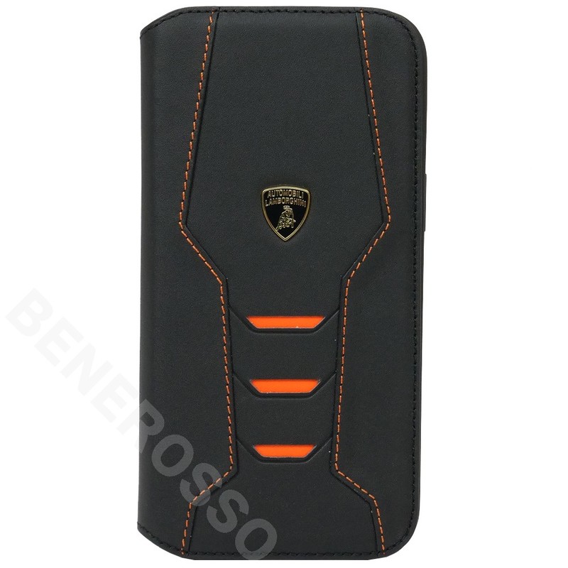 ランボルギーニ iPhone14ProMax レザー ブックタイプケース ウラカン D16 オレンジ LB-TPUFCIP14PM-HU/D16-OE