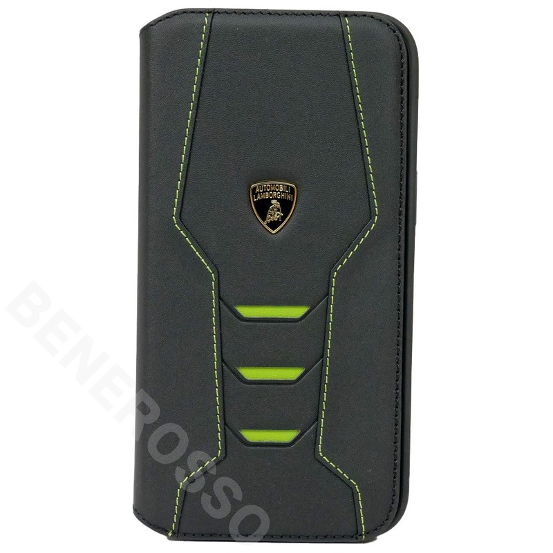 ランボルギーニ iPhone14ProMax レザー ブックタイプケース ウラカン D16 グリーン LB-TPUFCIP14PM-HU/D16-GN