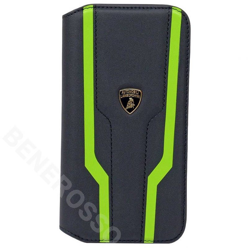 ランボルギーニ iPhone14Pro レザー ブックタイプケース ウラカン D17 グリーン LB-TPUFCIP14P-HU/D17-GN