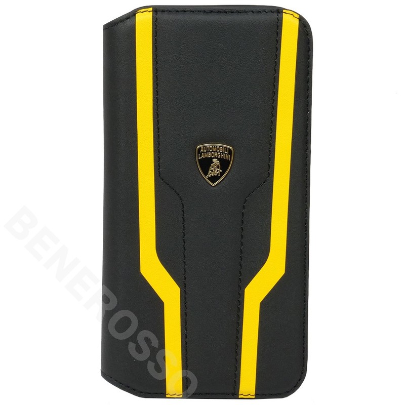 ランボルギーニ iPhone14Pro レザー ブックタイプケース ウラカン D17 イエロー LB-TPUFCIP14P-HU/D17-YW