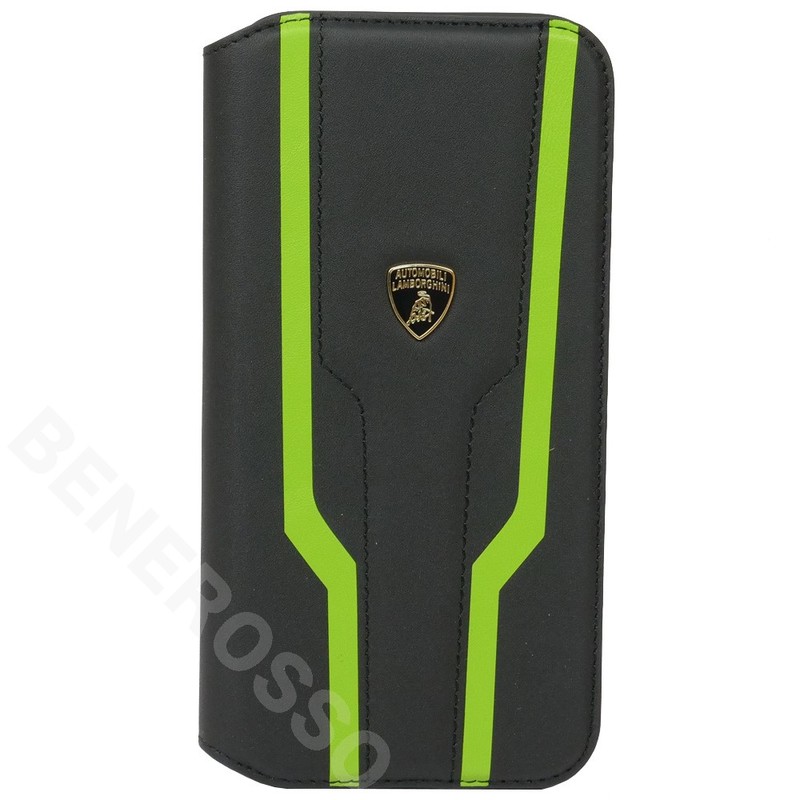 ランボルギーニ iPhone14plus レザー ブックタイプケース ウラカン D17 グリーン LB-TPUFCIP14M-HU/D17-GN