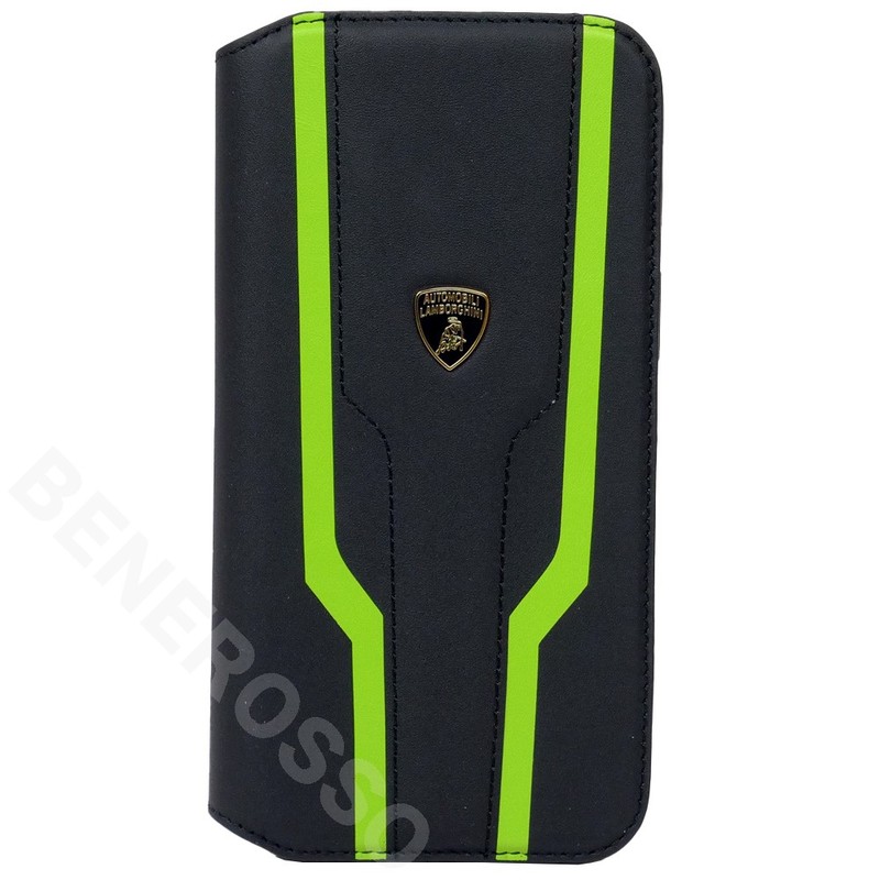 ランボルギーニ iPhone14ProMax レザー ブックタイプケース ウラカン D17 グリーン LB-TPUFCIP14PM-HU/D17-GN