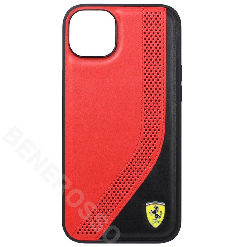 フェラーリ iPhone14plus PU レザー ツートン バックカバー レッド/ブラック FEHCP14MPZIR