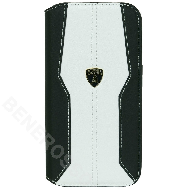 ランボルギーニ iPhone 15Pro レザー ブックタイプケース ウラカン D1 ホワイト LB-TPUFCIP15P-HU/D1-WE