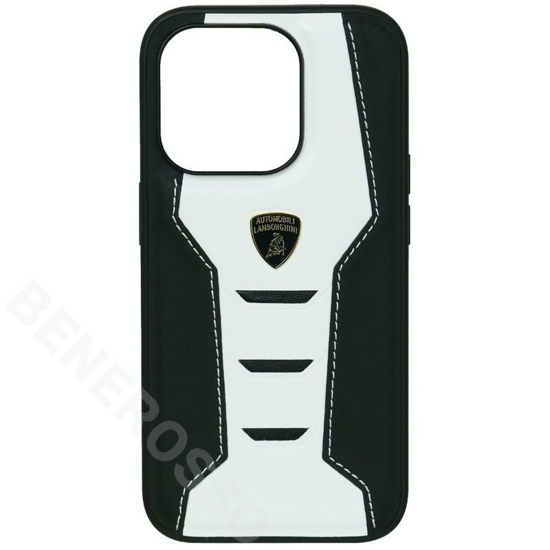 ランボルギーニ iPhone 15Pro レザー バックカバー ウラカン D16 ホワイト LB-TPUPCIP15P-HU/D16-WE