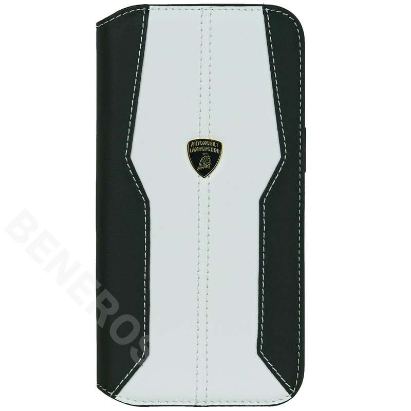 ランボルギーニ iPhone 15ProMax レザー ブックタイプケース ウラカン D1 ホワイト LB-TPUFCIP15PM-HU/D1-WE