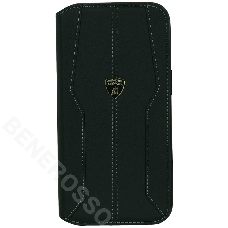 ランボルギーニ iPhone 15ProMax レザー ブックタイプケース ウラカン D1 ブラック LB-TPUFCIP15PM-HU/D1-BK