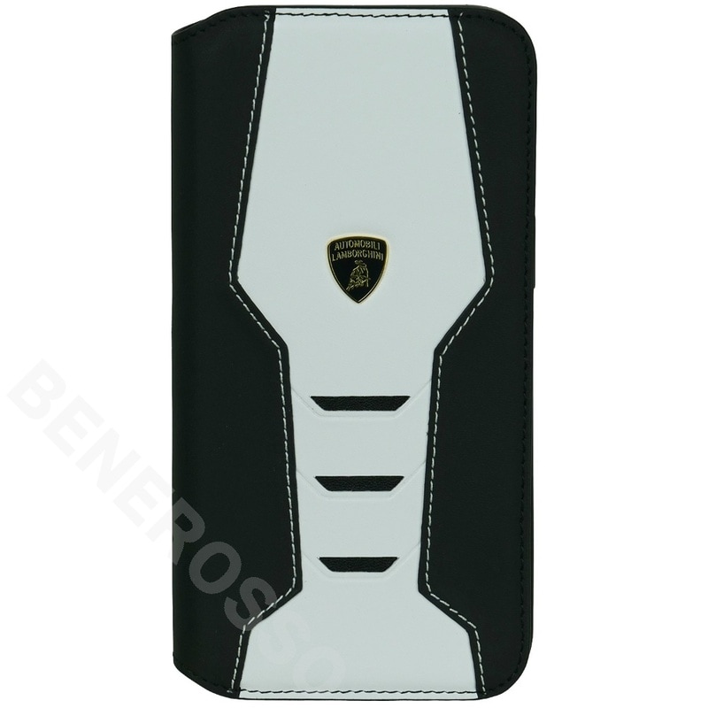 ランボルギーニ iPhone 15ProMax レザー ブックタイプケース ウラカン D16 ホワイト LB-TPUFCIP15PM-HU/D16-WE