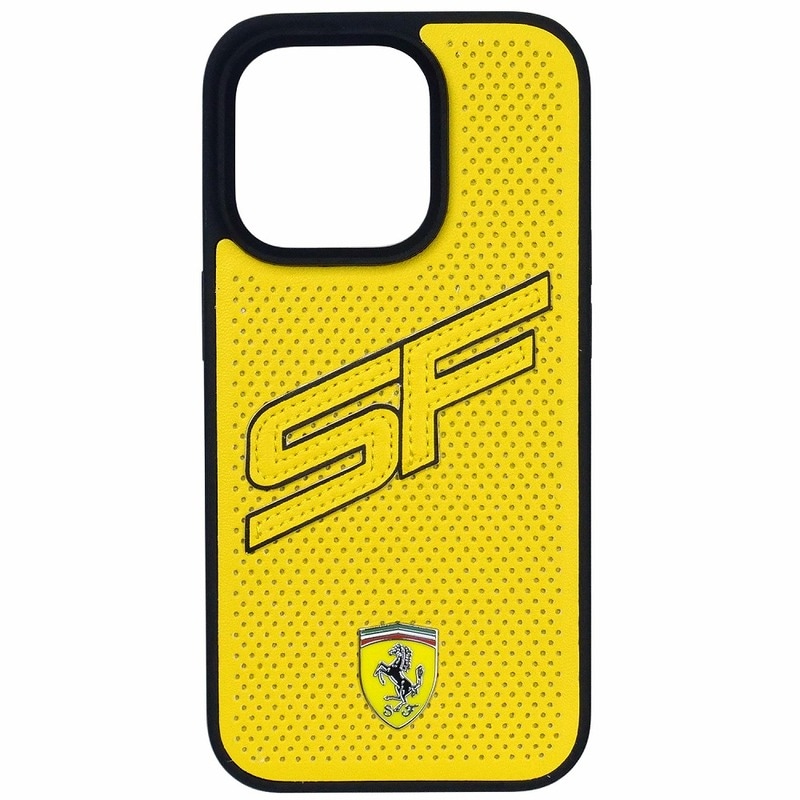 フェラーリ iPhone 15Pro PUレザー バックカバー ビッグ SF イエローFEHCP15LPINY