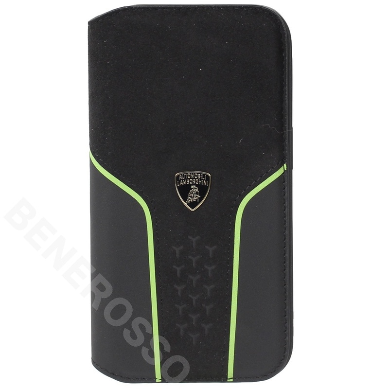 ランボルギーニ iPhone 15Pro レザー＆アルカンターラ ブックタイプケース ウラカン D19 グリーン LB-TPUFCIP15P-HU/D19-GN