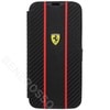 フェラーリ iPhone 15ProMax カーボン調PUレザー 手帳型ケース ストライプ ブラック FEBKP15XNMBK
