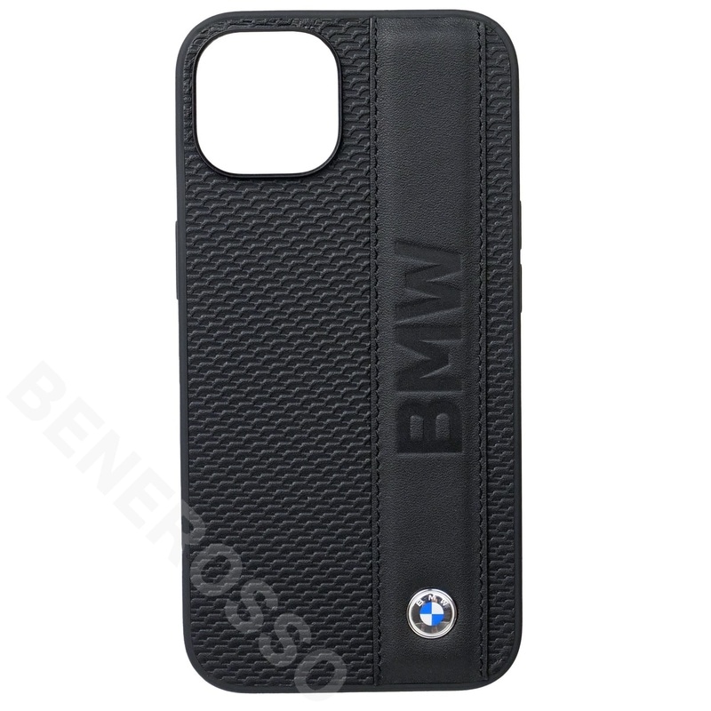 BMW iPhone 14 レザー バックカバー BIG LOGO STRIPE ブラック BMHCP14S22RDPK