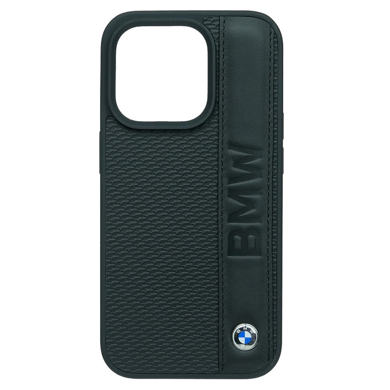 BMW iPhone 15Pro レザー バックカバー BIG LOGO STRIPE ブラック BMHCP15L22RDPK