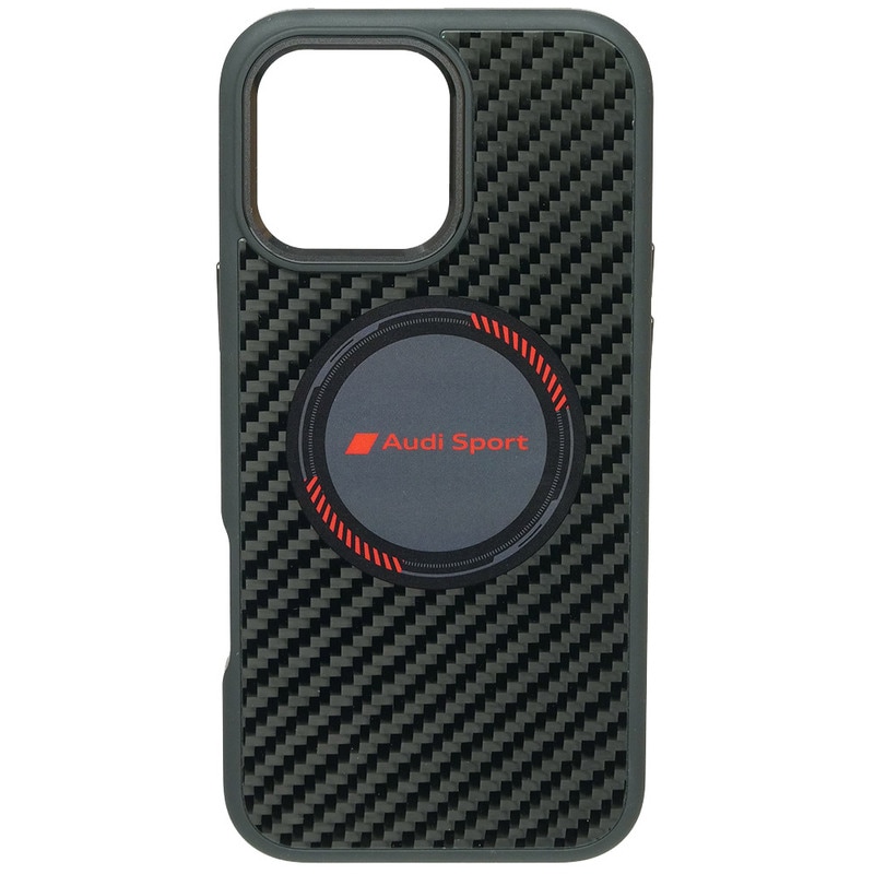 アウディ iPhone 16ProMax リアルカーボン バックカバー ブラック AUS-TPUPCMIP16PM-RSQ/D5-BK