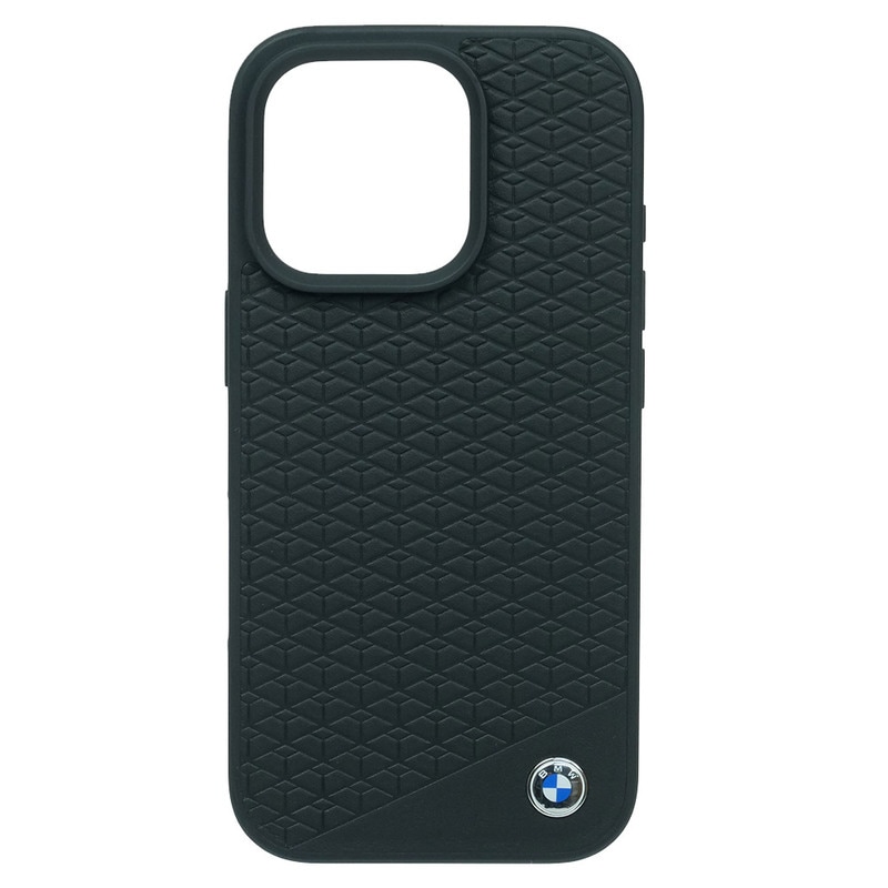 BMW iPhone 16Pro マグセーフ  レザー ハードケース ダイヤモンドパターン ブラック BMHMP16L23RDDK