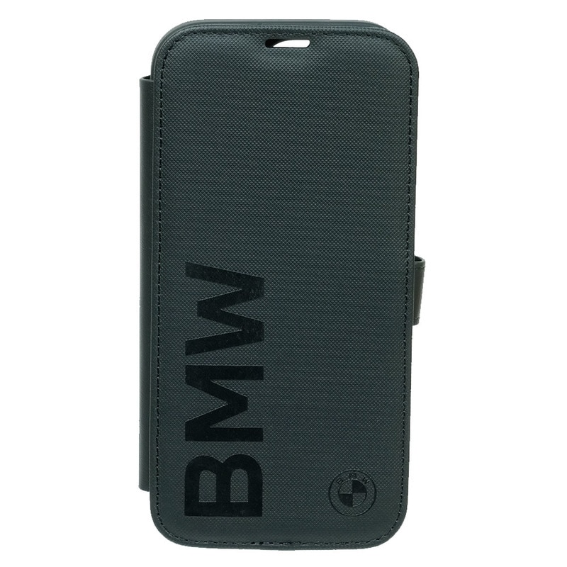 BMW iPhone 16Pro レザー ブックタイプケース ビッグロゴ ブラック BMBKP16L23RMRLK