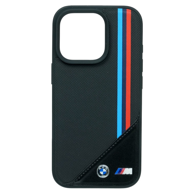 BMW iPhone 16Pro マグセーフ  PU ハードケース メッシュテクスチャー ストライプ ブラック BMHMP16L23PUTRK