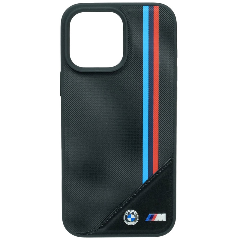 BMW iPhone 16ProMax マグセーフ  PU ハードケース メッシュテクスチャー ストライプ ブラック BMHMP16X23PUTRK
